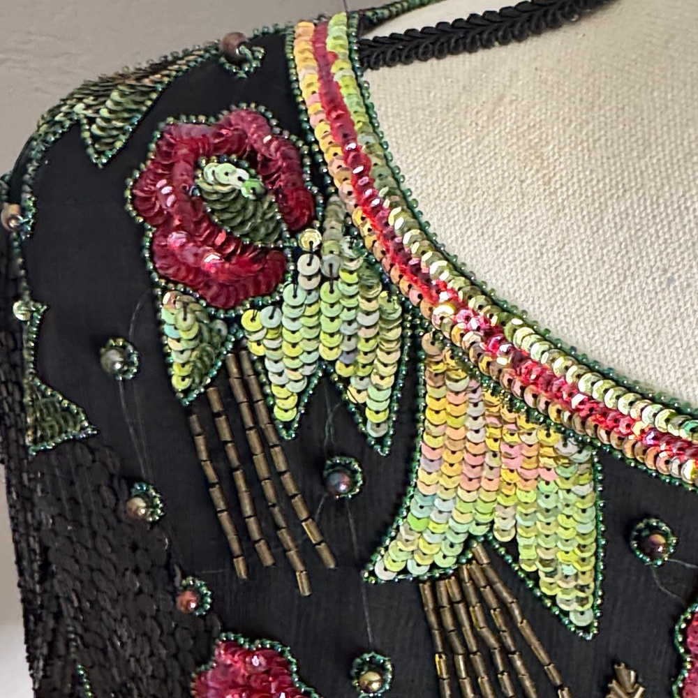 Joseph Le Bon Embroidered Black Red Sequin Top - Picture 6 of 10